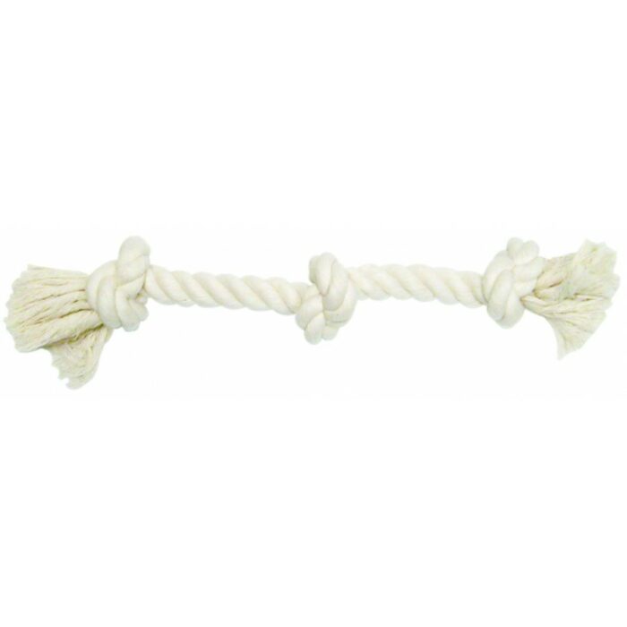 MAMMOTH Flossy Chews Premium <br> White 3-Knot Tug & Fetch Cotton Rope